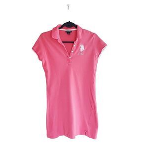 U.S. Polo Assn. Womens Shirt Dress Coral M Polo Logo